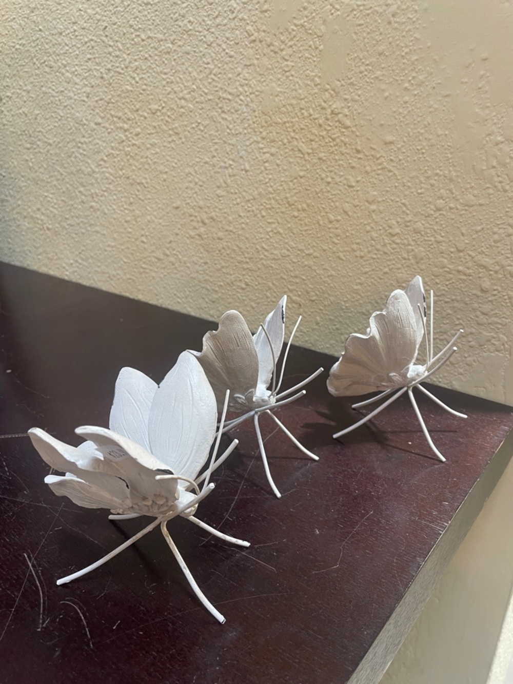 White Metal Butterfly Home Decor - Set of 3
